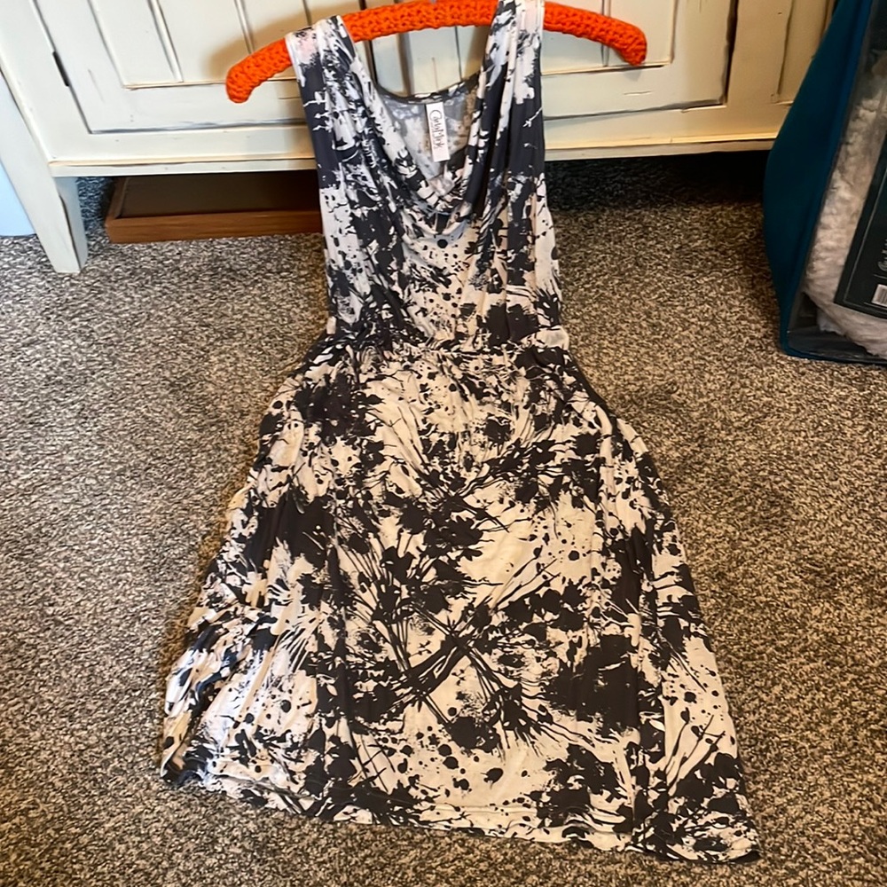 Carla Mink gray and cream dress